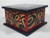 Rare Vintage Clarence A. Wells Aboriginal Art Wood Box with Lid 5 1/2" Tall