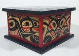 Rare Vintage Clarence A. Wells Aboriginal Art Wood Box with Lid 5 1/2" Tall