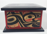 Rare Vintage Clarence A. Wells Aboriginal Art Wood Box with Lid 5 1/2" Tall