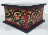 Rare Vintage Clarence A. Wells Aboriginal Art Wood Box with Lid 5 1/2" Tall