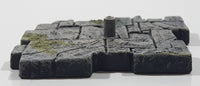 Mossy Cracked Grey Brick Plastic 1 1/4" x 1 1/4" Toy Action Figure Base