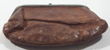 Vintage Brown Leather Coin Change Purse with Snap Clasp