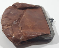 Vintage Brown Leather Coin Change Purse with Snap Clasp