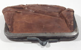 Vintage Brown Leather Coin Change Purse with Snap Clasp