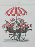Antique Flower Cart with Umbrella White 6 1/2" Tall Metal Wall Mount Match Stick Holder