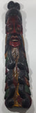 Vintage Tiki God Hand Painted Large 42" Tall Carved Wood Mask Wall Hanging