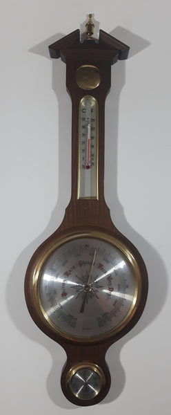 Vintage West Germany Banjo Style Wood Weather Station Barometer Hygrometer Thermometer