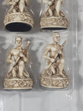 Hawaiian Monarchy Collectors Edition Kamehameha I King of Hawaii Queen Tiki Warriors and Gods Carved Resin Chess Set (32 Pieces) White Queen Missing Hand