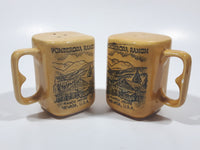 Rare Vintage Ponderosa Ranch Ranch House Nevada, U.S.A. 2 7/8" Tall Tan Glazed Ceramic Salt and Pepper Shaker Set with Handles