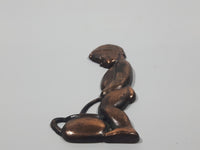Vintage Boy Peeing in Pot Small 1 5/8" x 3 5/8" 3D Copper Metal Plaque Figure