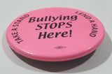 Bullying STOPS Here! Take A Stand Lend A Hand Bright Pink 2 1/4" Round Button Pin