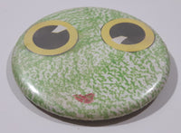 Green and White Yellow Eyed Face 2 1/8" Round Button Pin
