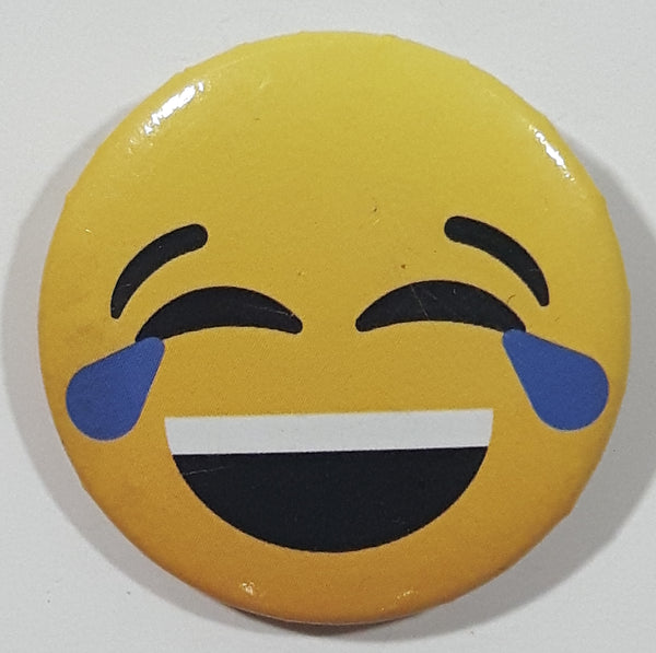 Crying with Laughter Emoji Smiley Face 1 1/8" Round Button Pin