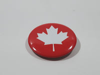 White Maple Leaf Red 1 1/4" Round Button Pin