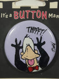 1994 Carlton Cards It's A Button Man! Thppft! Opus n' Bill Opus Penguin 1 3/4" Round Button Pin On Card