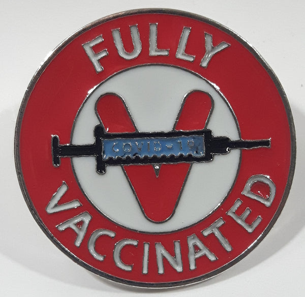 Fully COVID-19 Vaccinated 1 1/4" Enamel Metal Pin