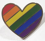 Rainbow Striped Heart Shaped Enamel Metal Pin