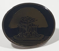Wide Tree Themed 3/4" x 7/8" Oval Shaped Enamel Metal Pin