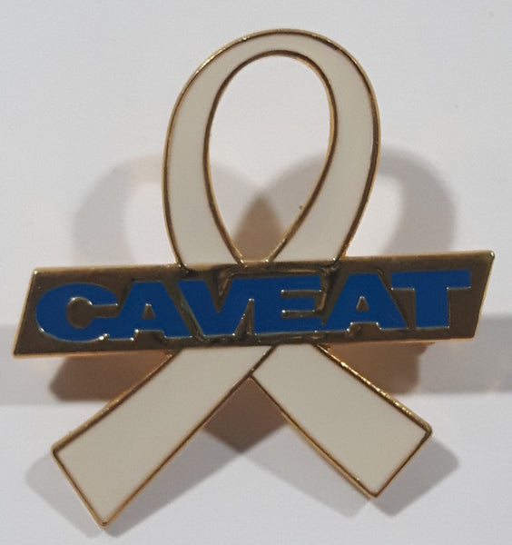 Caveat Awareness White Ribbon 1 1/4" x 1 1/4" Enamel Metal Lapel Pin