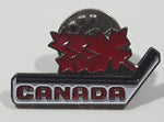 Canada Maple Leaf and Hockey Stick Themed 1/2" x 1" Enamel Metal Lapel Pin