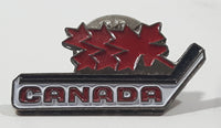 Canada Maple Leaf and Hockey Stick Themed 1/2" x 1" Enamel Metal Lapel Pin