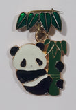 Panda on Bamboo Tree Beijing Zoo 3/4" x 1 1/8" Enamel Metal Lapel Pin