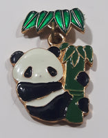 Panda on Bamboo Tree Beijing Zoo 3/4" x 1 1/8" Enamel Metal Lapel Pin