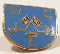Vintage WCJHL Western Canada Junior Hockey League Canadian American Flags Ice Hockey 3/4" x 3/4" Enamel Metal Lapel Pin