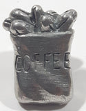 Vintage Style 3D Bag of Coffee Beans 5/8" x 3/4" Pewter Metal Lapel Pin