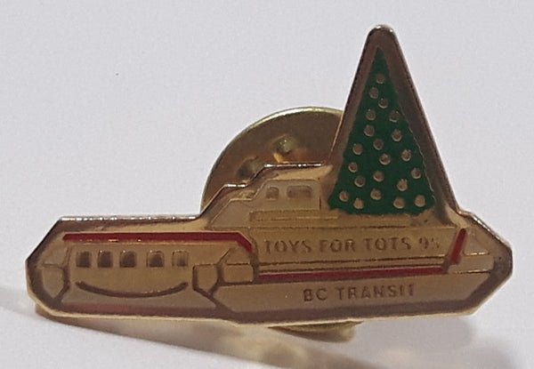 1995 BC Transit Toys For Tots Ferry with Christmas Tree 5/8" x 1" Metal Lapel Pin