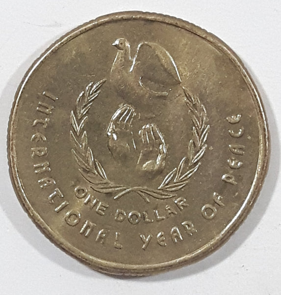 1986 Australia Queen Elizabeth II International Year Of Peace One Dollar Metal Coin