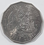1788 1988 Australia Queen Elizabeth II Fifty Cents Metal Coin