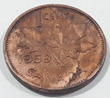 1959 Canada Young Queen Elizabeth II 1 Cent Copper Metal Coin