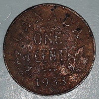 1933 Canada King George VI One Cent Copper Metal Coin