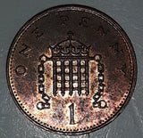 1984 Great Britain Queen Elizabeth II One Penny Copper Metal Coin