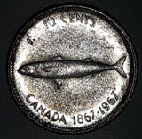 1867 1967 Canada Queen Elizabeth II Mackerel Fish 10 Cents Metal Coin