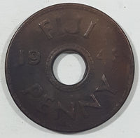 1943 Fiji King George VI Emperor Penny Metal Coin