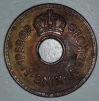 1943 Fiji King George VI Emperor Penny Metal Coin