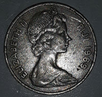 1969 Fiji Queen Elizabeth II 10 Cents Metal Coin