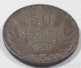 1943 Urugay Articas 50 Centesimos .720 Silver Metal Coin