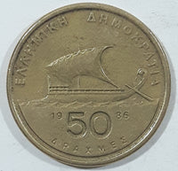 1986 Greece Drachma 50 Apaxmai Metal Coin