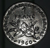 1960 France Liberte Egalite Frateranite Republique Francaise 1 Franc Metal Coin