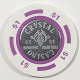Crystal Casino Winnipeg Manitoba $1 Metal Coin Token Poker Chip