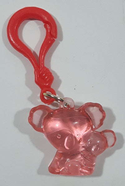 Pink Translucent Koala Bear with Baby Plastic Clip