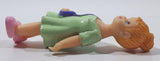 Blonde Girl In Green Dress with Purple Purse and Pink Shoes 2 1/2" Tall Toy Figure