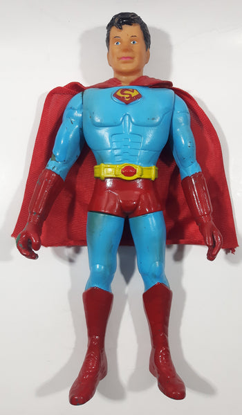 Superman Soft Rubber Head Red Fabric Cape 11" Tall Toy Action Figure