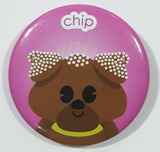 Chip Brown Bear Themed 1 1/2" Round Metal Button Pin