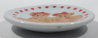 Two Brown Bears with Red Hearts and Red Bows 2 3/4" Miniature Play Set Porcelain Tea Cup Saucer Plate