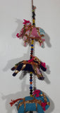Maharaja String Beaded Colorful Indian Elephant Stuffed Animals 30" Hanging Decoration with Bell at Bottom