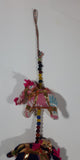 Maharaja String Beaded Colorful Indian Elephant Stuffed Animals 30" Hanging Decoration with Bell at Bottom